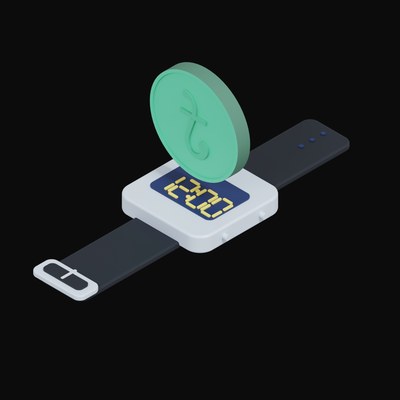 Bangladeshi Taka Floating Over a Watch - 3D icon from Crypto & Currency Watch Float