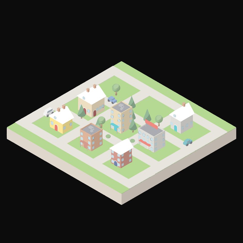 Leafy Suburb Block - illustration from Isometric City Scene Illustrations