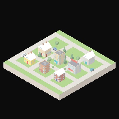 Leafy Suburb Block - illustration from Isometric City Scene Illustrations