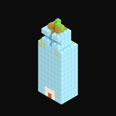 Toy Brick Terraced Building with Gardens - 3D icon from Toy Brick City