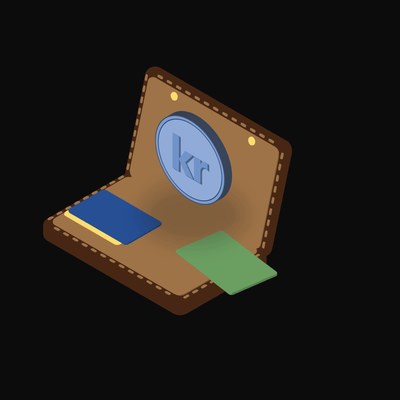 Norwegian Krone Floating Over a Wallet - illustration from Crypto & Currency Wallet Float