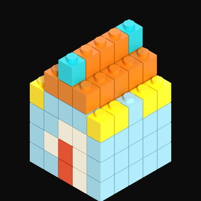 Toy Brick Yellow Gabled Cottage - 3D icon from Toy Brick City