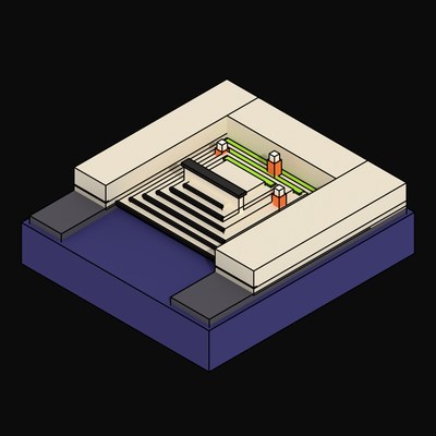 Sunken Amphitheatre Terraced into a Hillside - 3D icon from Neo Brutalist Scenes