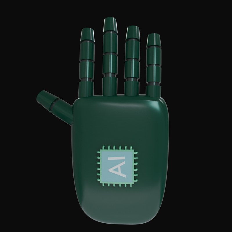 Emerald Open Palm Robot Hand 3D Icon - 3D icon from Robot Hand Gestures 3D Icons