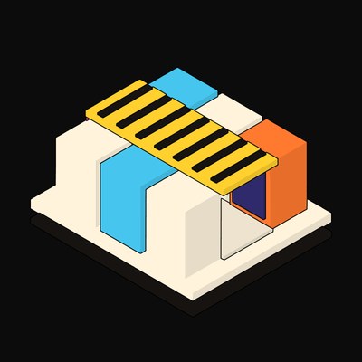 Yellow Hot Aisle Containment Over Two Rack Rows - illustration from Neo Brutalist AI Hardware Icons
