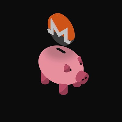 Monero Floating Over a Piggy Bank - animated icon from Crypto & Currency Piggy Bank Float