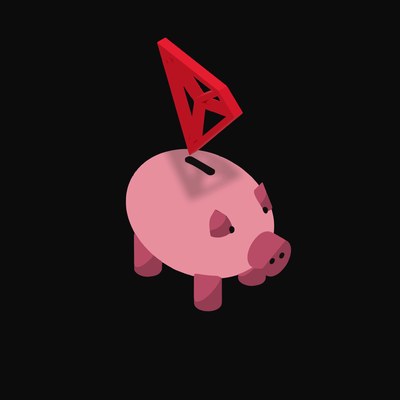 TRON Floating Over a Piggy Bank - animated icon from Crypto & Currency Piggy Bank Float