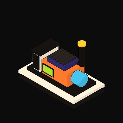 Orange Standby Generator on a Skid - illustration from Neo Brutalist AI Hardware Icons