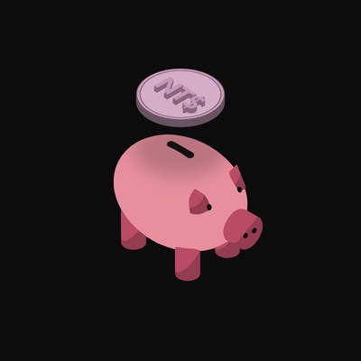 New Taiwan Dollar Floating Over a Piggy Bank (Back) - animated icon from Crypto & Currency Piggy Bank Float
