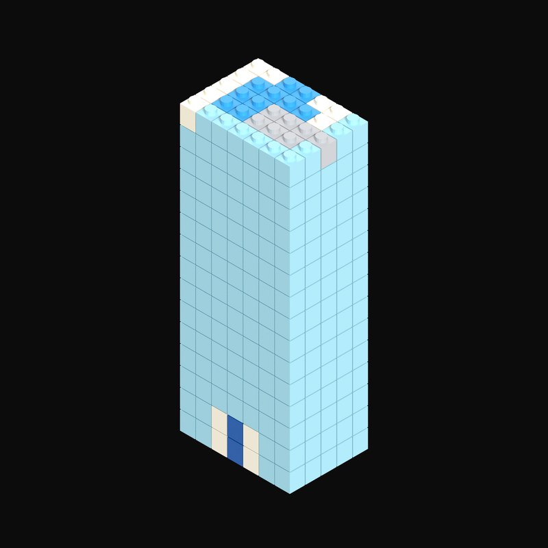 Toy Brick Hotel with Rooftop Pool - 3D icon from Toy Brick City