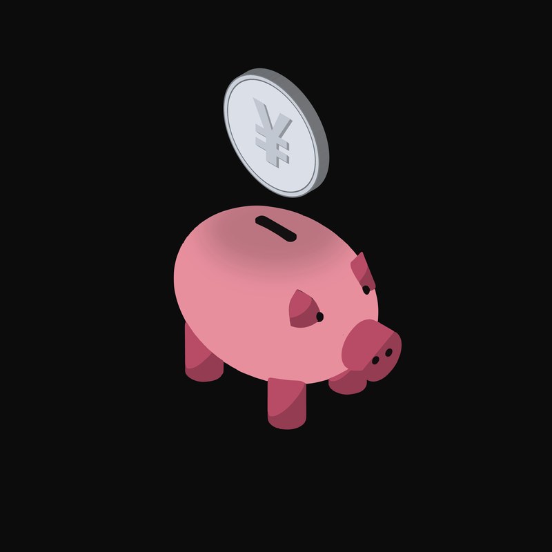 Japanese Yen Floating Over a Piggy Bank - animated icon from Crypto & Currency Piggy Bank Float