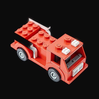 Red Toy Brick Fire Truck - Clay 2 - 3D icon from Toy Brick Vehicles - Clay