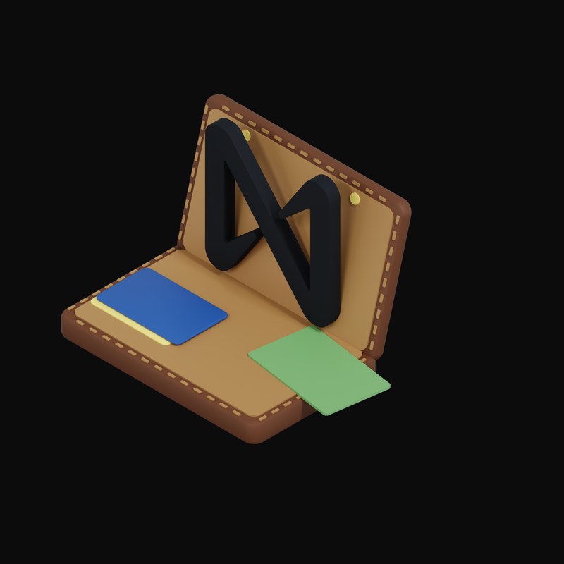 NEAR Floating Over a Wallet - 3D icon from Crypto & Currency Wallet Float