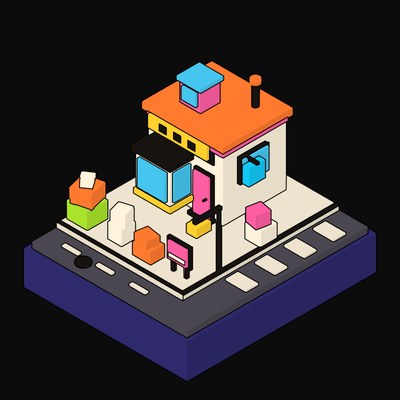 Cream Bakery with an Orange Roof and Bay Window - illustration from Neo Brutalist High Street Icons