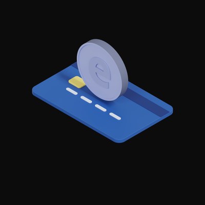 Ethena USDe Floating Over a Credit Card - 3D icon from Crypto & Currency Credit Card Float