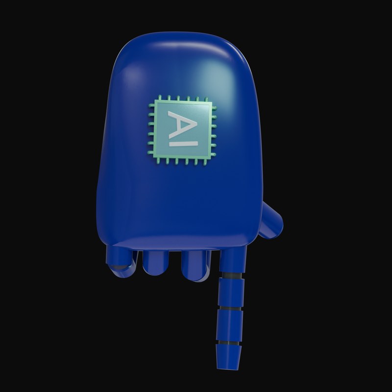 Navy Pointing Down Robot Hand 3D Icon - 3D icon from Robot Hand Gestures 3D Icons