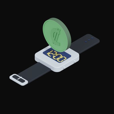 Costa Rican Colon Floating Over a Watch - 3D icon from Crypto & Currency Watch Float
