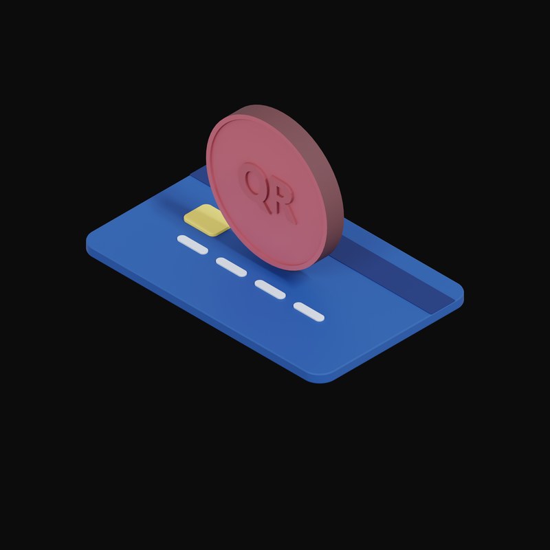 Qatari Riyal Floating Over a Credit Card - 3D icon from Crypto & Currency Credit Card Float