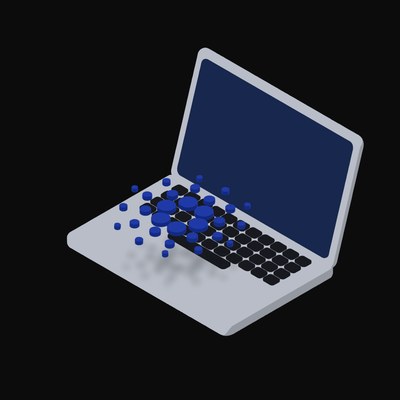 Cardano Floating Over a Laptop (Back) - illustration from Crypto & Currency Laptop Float
