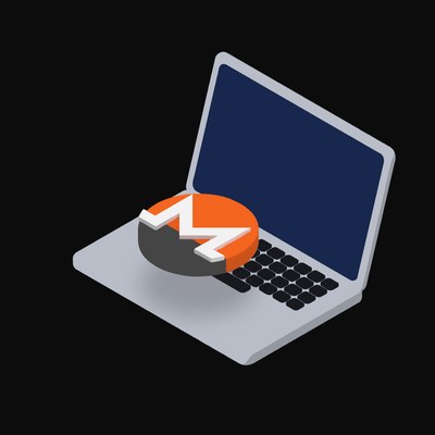 Monero Floating Over a Laptop (Back) - illustration from Crypto & Currency Laptop Float