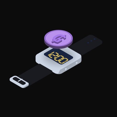 Paraguayan Guarani Floating Over a Watch (Back) - illustration from Crypto & Currency Watch Float