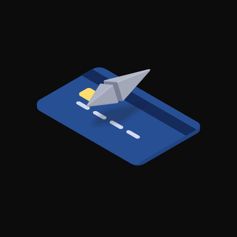 Ethereum Floating Over a Credit Card (Back) - illustration from Crypto & Currency Credit Card Float