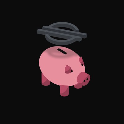 Stellar Floating Over a Piggy Bank (Back) - animated icon from Crypto & Currency Piggy Bank Float