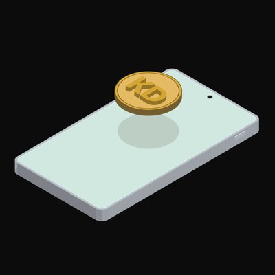 Phone Kuwaiti Dinar Floating Back - animated icon from Crypto and World Currency Phone Float