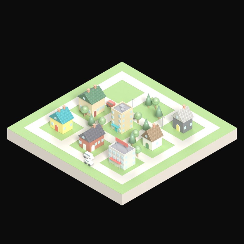 Leafy Suburb Block - 3D icon from City Scenes