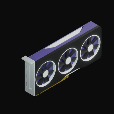 Triple-Fan Graphics Card Standing 3D Icon - 3D icon from Graphics Cards