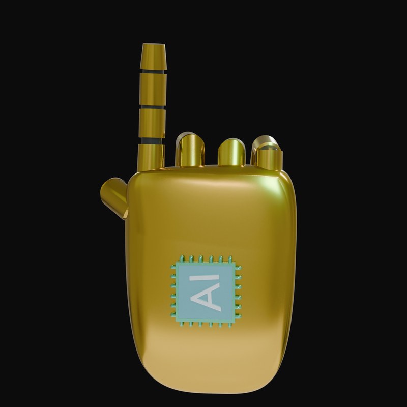 Gold Pointing Up Robot Hand 3D Icon - 3D icon from Robot Hand Gestures 3D Icons