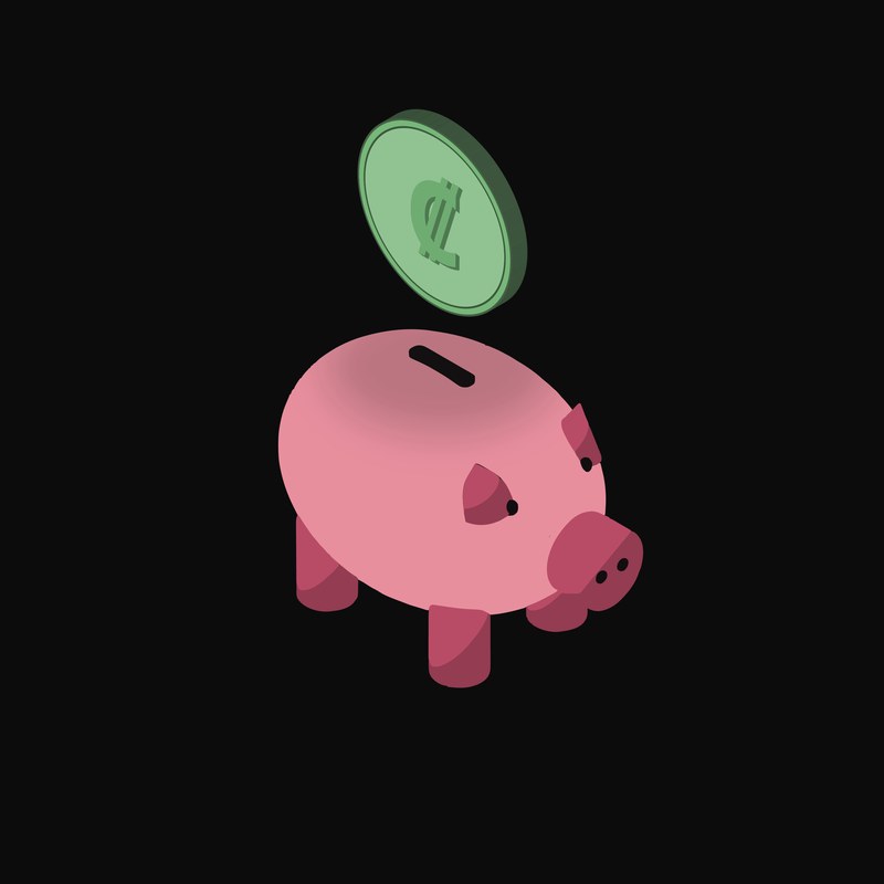 Costa Rican Colon Floating Over a Piggy Bank - animated icon from Crypto & Currency Piggy Bank Float