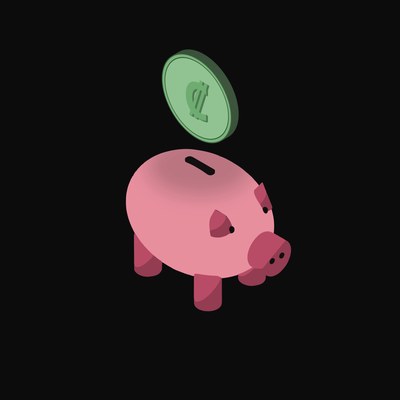 Costa Rican Colon Floating Over a Piggy Bank - animated icon from Crypto & Currency Piggy Bank Float