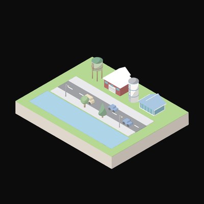 Water Meadow Farm - illustration from Industry and Transport Scenes Icons