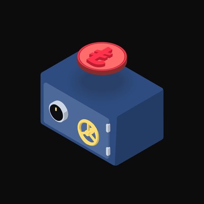 Turkish Lira Floating Over a Safe (Back) - animated icon from Crypto & Currency Safe Float