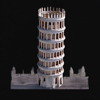 Clay Leaning Tower of Pisa 3 - 3D icon from Historic Buildings 3D Clay Icons