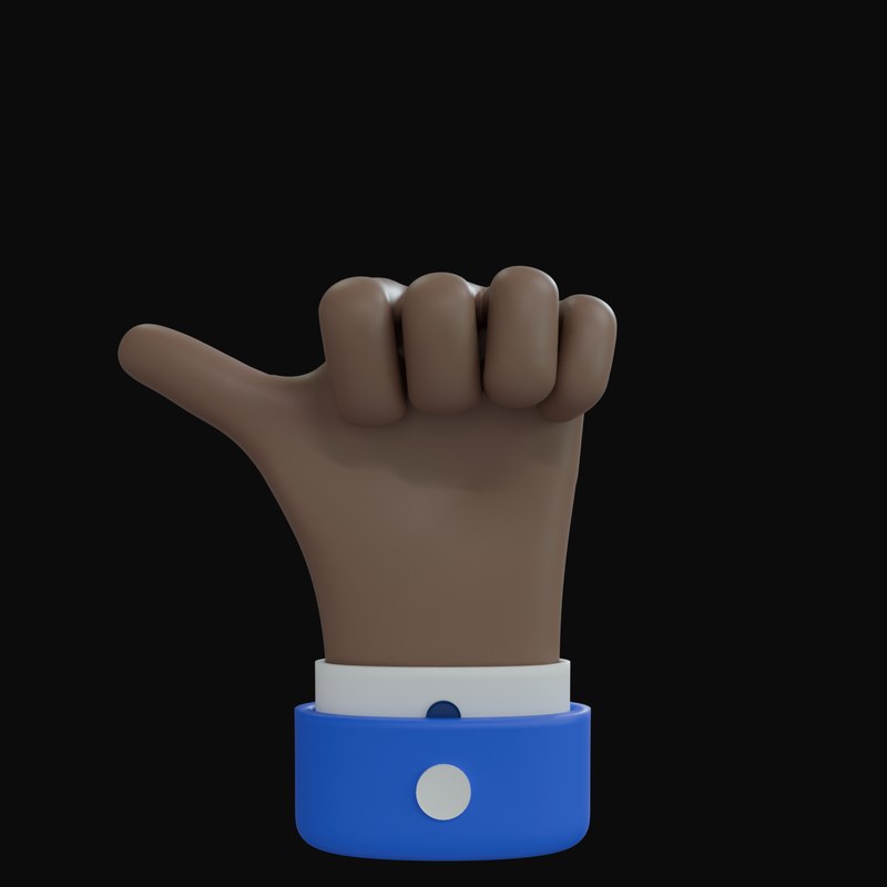 Brown Thumb Pointing Left Business Hand 3D Icon - 3D icon from Business Hand Gestures 3D Icons
