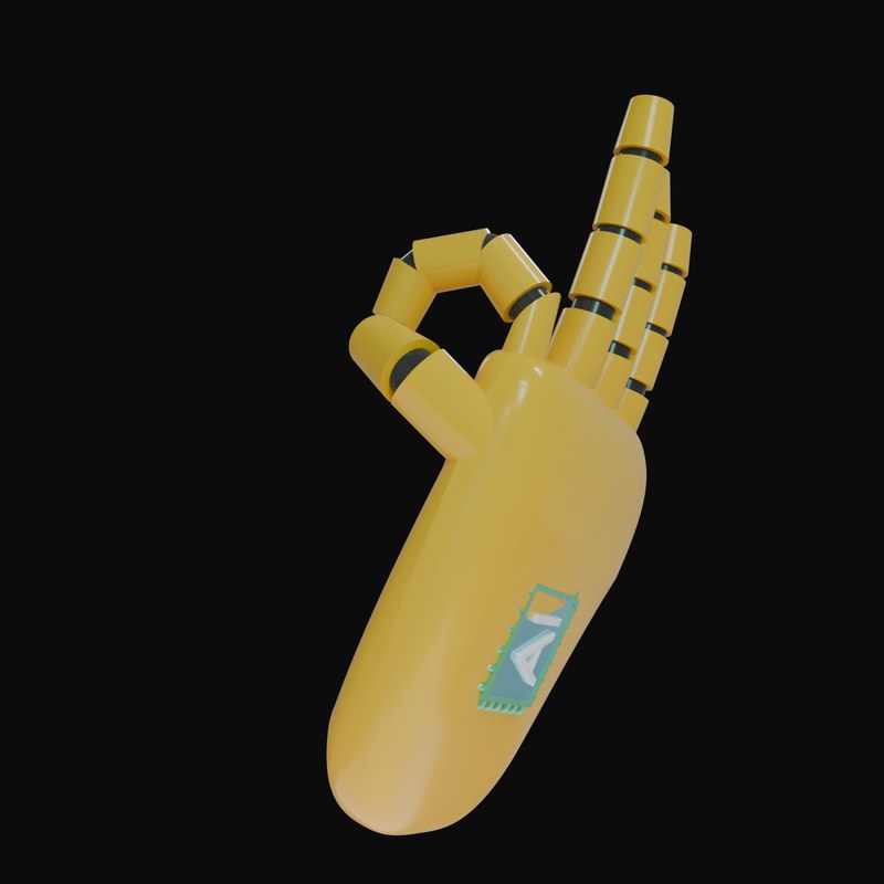 Amber OK Sign Robot Hand 3D Icon - 3D icon from Robot Hand Gestures 3D Icons