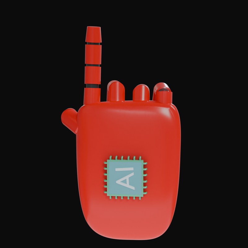 Red Pointing Up Robot Hand 3D Icon - 3D icon from Robot Hand Gestures 3D Icons