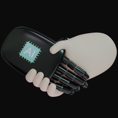 Black AI Handshake 3D Icon - 3D icon from AI Handshake 3D Icons