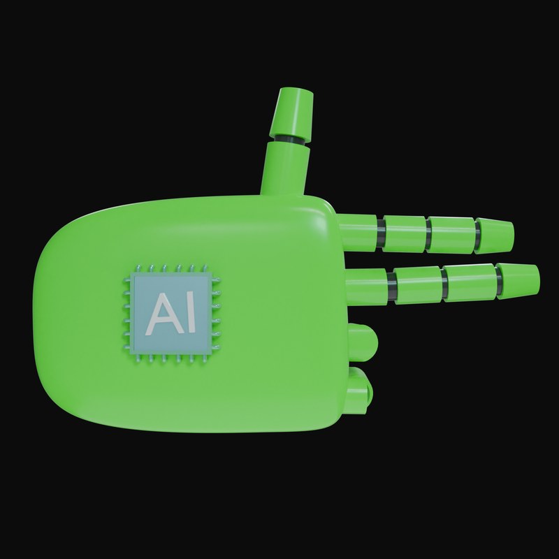 Green Finger Gun Robot Hand 3D Icon - 3D icon from Robot Hand Gestures 3D Icons