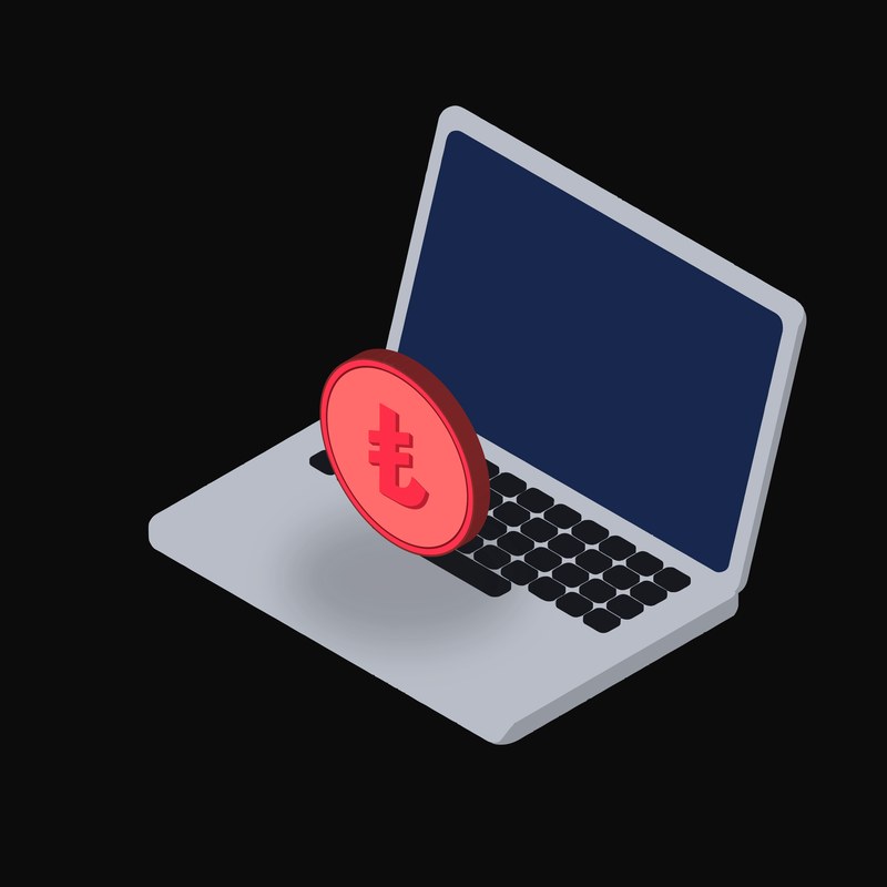 Turkish Lira Floating Over a Laptop - animated icon from Crypto & Currency Laptop Float