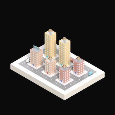 Water Tank District - 3D icon from City Scenes