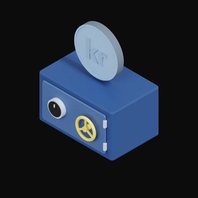 Swedish Krona Floating Over a Safe - 3D icon from Crypto & Currency Safe Float
