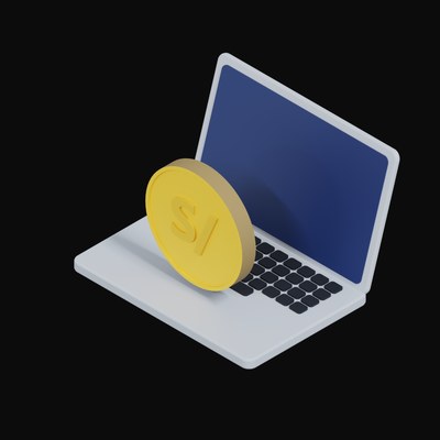 Peruvian Sol Floating Over a Laptop - 3D icon from Crypto & Currency Laptop Float
