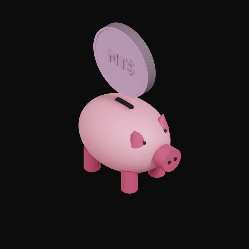 New Taiwan Dollar Floating Over a Piggy Bank - 3D icon from Crypto & Currency Piggy Bank Float