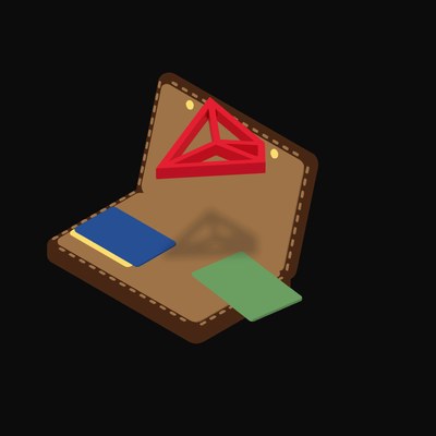TRON Floating Over a Wallet (Back) - illustration from Crypto & Currency Wallet Float