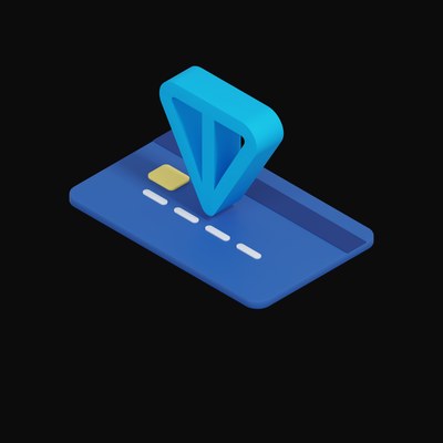 Toncoin Floating Over a Credit Card - 3D icon from Crypto & Currency Credit Card Float