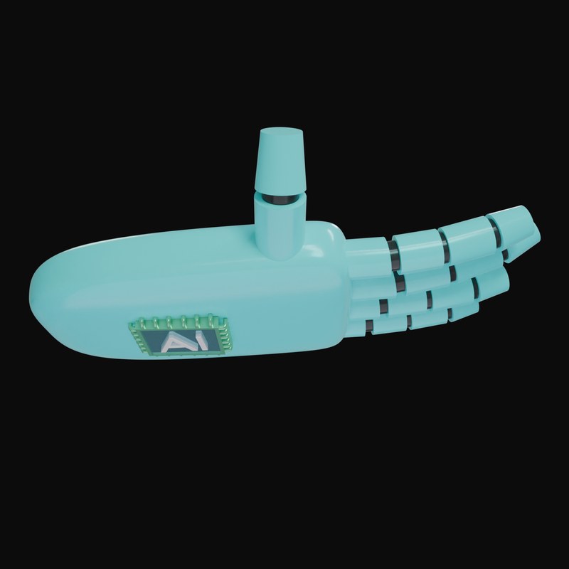 Cyan Holding Robot Hand 3D Icon - 3D icon from Robot Hand Gestures 3D Icons