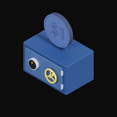 World Liberty USD Floating Over a Safe - 3D icon from Crypto & Currency Safe Float